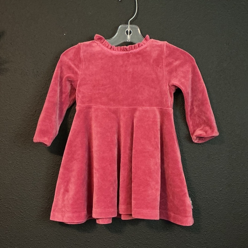 Polarn O Pyret Baby Velour Dress 1.5-2 Years Pink Long Sleeve‎ Nordic Minimalist
